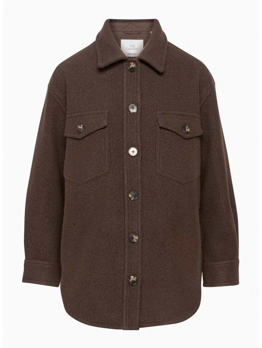 Aritzia Wilfred Free Ganna Shirt Jacket S Rich Mocha Brown Merino Wool Shacket